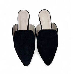 Black Pointed Toe Slide Mules